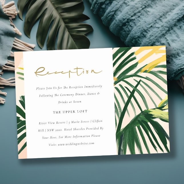 Recepción Boho Rubor Green Tropical Palm Wedding (Subido por el creador)