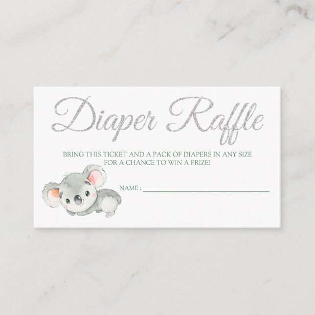 Recepción Boletos de la tarjeta de crédito Koala Diaper Raff (Anverso)