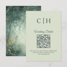 Recepción Bosque Encantador Código QR Tarjeta de Boda