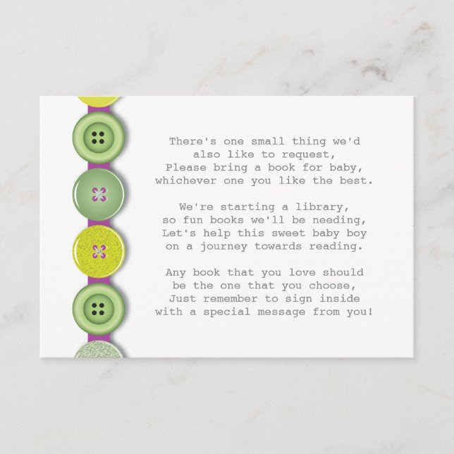 Recepción botón de corte Baby Shower Insertar tarjeta (Anverso)