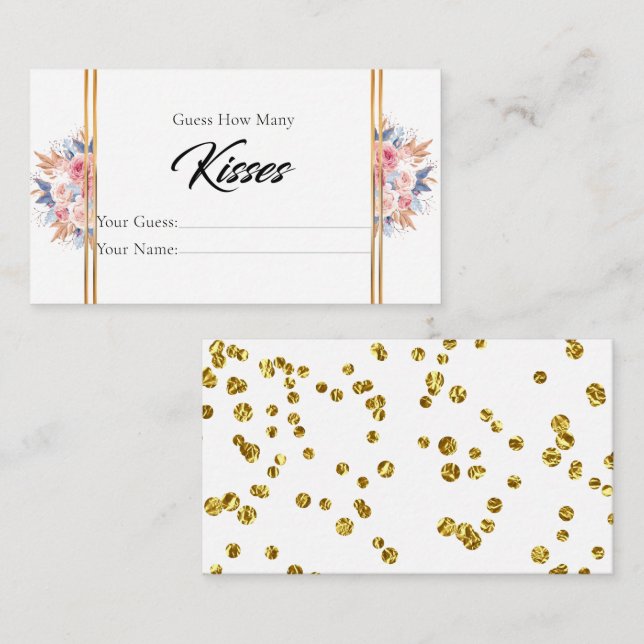 Recepción Bouquet Cute Cuántos Besos Tarjeta De Alojamiento  (Anverso / Reverso)