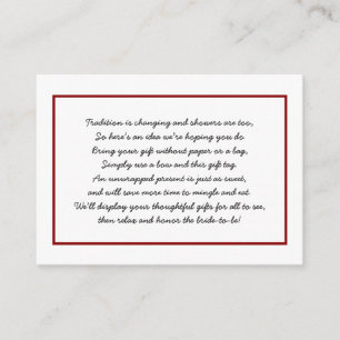 Recepción Burgundy Display tarjeta de inserción de ducha de 