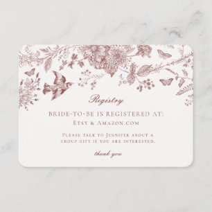 Recepción Burgundy Fall Toile Jouy tarjeta de registro Inser