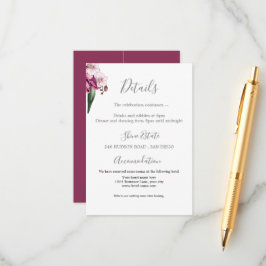 Recepción Burgundy Floral Disco Detalles de la Tarjeta de Ga