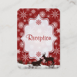 Recepción Burlap Rojo Rústico, Copos de Nieve, Tarjeta De Al