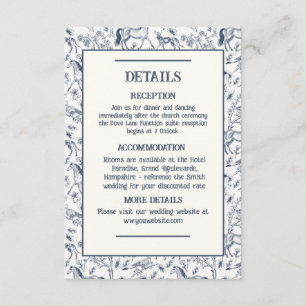Recepción Caballo y sabuesos - Tarjeta de recinto de boda