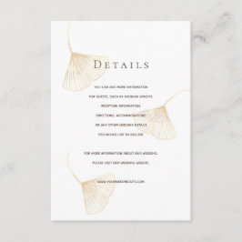 Recepción Caída del Oro Ginkgo deja tarjeta de detalles del 