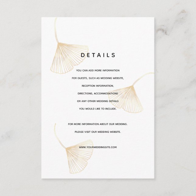 Recepción Caída del Oro Ginkgo deja tarjeta de detalles del  (Anverso)