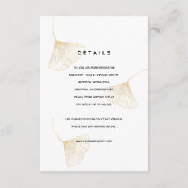 Recepción Caída del Oro Ginkgo deja tarjeta de detalles del 