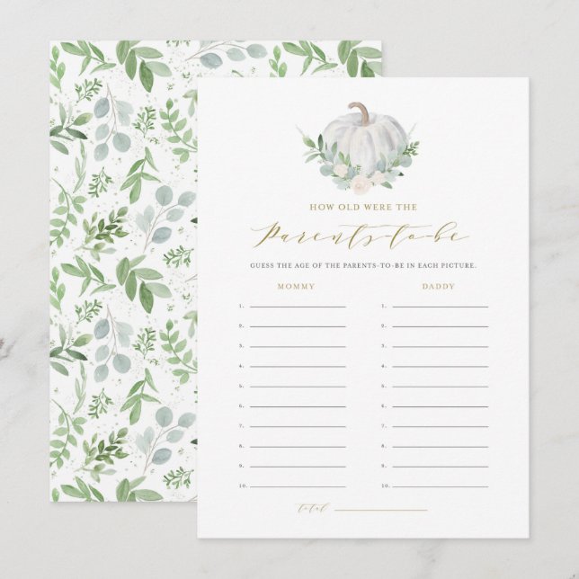 Recepción Calabaza blanca Cuán vieja era la tarjeta de juego (Anverso / Reverso)