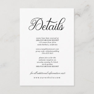 Recepción Caligrafía elegante ⎥ Detalles de la tarjeta de in
