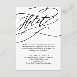 Recepción Caligrafía romántica Flourish Hotel Tarjeta de Gab