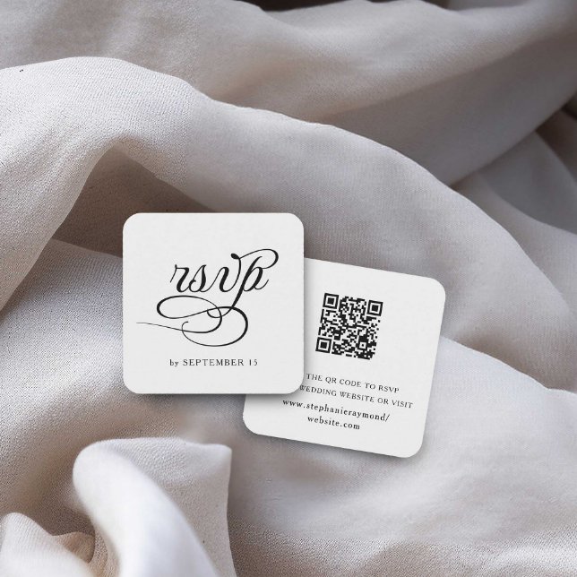 Recepción Caligrafía Tarjeta RSVP de código QR Wedding (Subido por el creador)