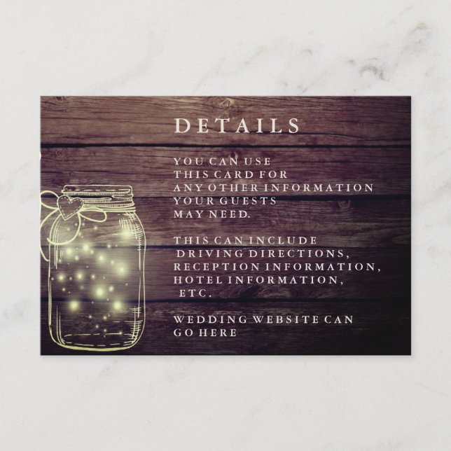 Recepción campestre rústica en frasco de albañil (Anverso)