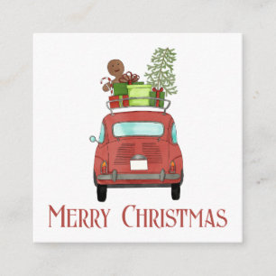 Recepción Carro rojo con regalo de Navidad Tarjeta de vacaci