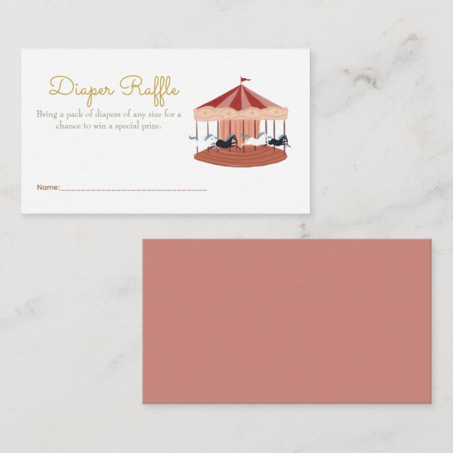 Recepción Carrusel Baby Diaper Raffle Tarjeta de Gabinete (Anverso / Reverso)
