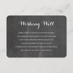Recepción Chalkboard rústico Deseos bien boda tarjeta de ins