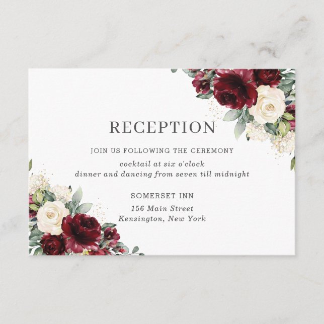 Recepción clásica de bodas con flores de marfil de (Anverso)