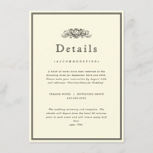 Recepción Clásico Marco Elegante Tarjeta de Detalles de Boda