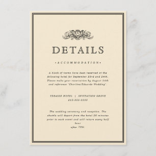 Recepción Clásico Marco Elegante Tarjeta de Detalles de Boda