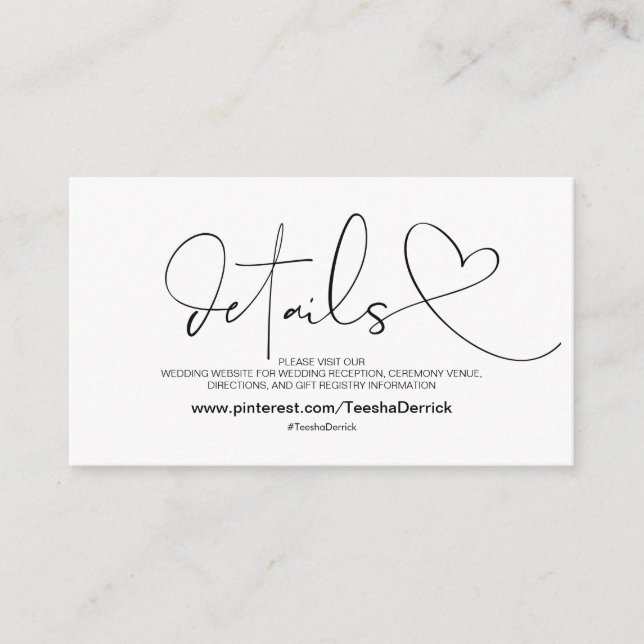 Recepción Classy Elegance Website Detalles Tarjeta de Gabine (Anverso)