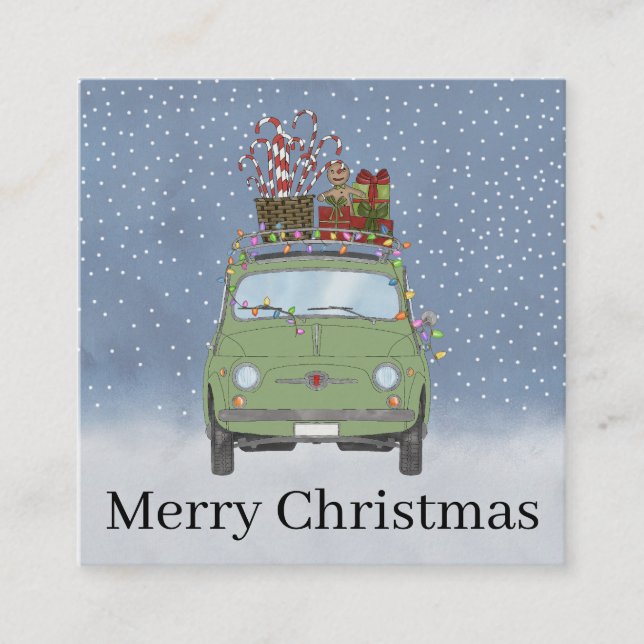 Recepción Coche verde con regalo de Navidad Tarjeta de vacac (Anverso)