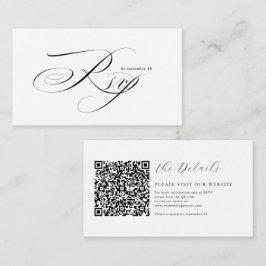 Recepción Código QR Caligrafía Script Romántico Tarjeta de C