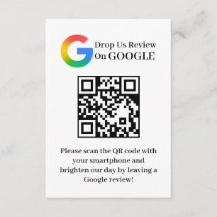 Recepción Código QR de reseña de Google Tarjeta de inserción