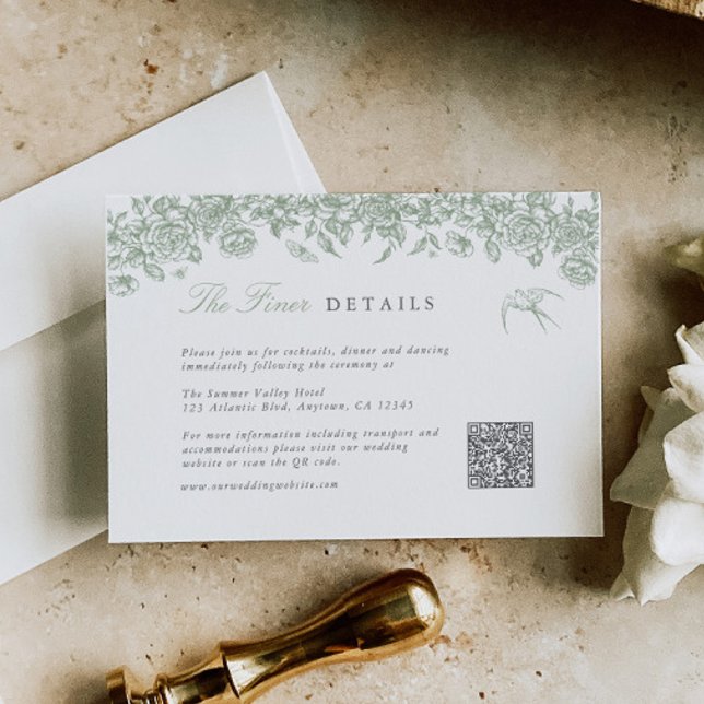 Recepción Código QR de Tarjeta de Detalles de Boda Sage Toil (Subido por el creador)
