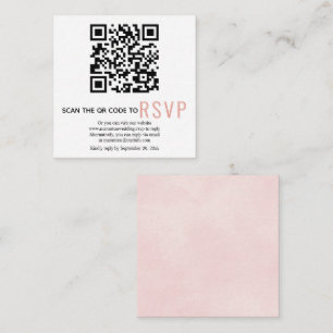 Recepción Código QR en línea RSVP boda rosa Tarjeta de gabin
