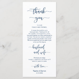 Recepción Colocación Gracias, Navy Blue, Tarjeta