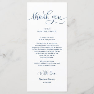 Recepción Colocación Gracias, Tarjetas Azul Navy