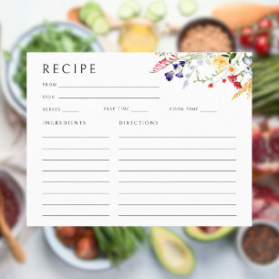 Recepción Colorida tarjeta de receta de ducha de flores silv