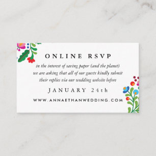 Recepción Colorida tarjeta RSVP en línea de Boda mexicano