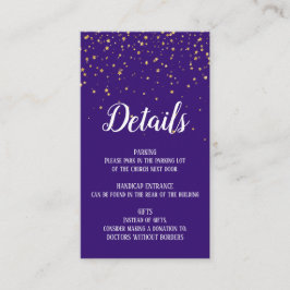 Recepción Confetti de oro en la tarjeta de inserción de deta