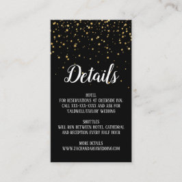 Recepción Confetti de oro en tarjeta de detalles de Boda neg