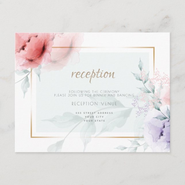 RECEPCIÓN | Coral de moda y Lilac Aquarelle Peonie (Anverso)