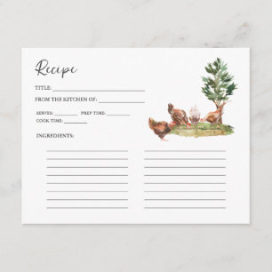 Recepción Country Kitchen Tarjeta de Receta de Despedida d