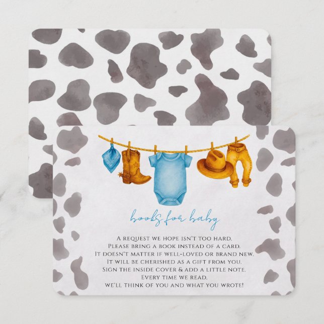 Recepción Cowboy Books para el niño con tarjeta de inserción (Anverso / Reverso)