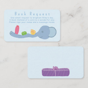 Recepción Cute Elephant & Gifts "Solicitud de Libro" Tarjeta