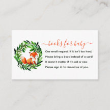 Cute Fox Books para la tarjeta de gabinete de Baby
