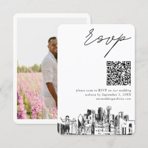 Recepción Dallas Wedding RSVP Código QR Tarjeta de gabinete