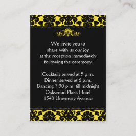 Recepción Damasco amarillo y negro en tarjeta de envoltura d