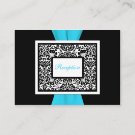 Recepción Damasco blanco y negro con tarjeta de envolvente a