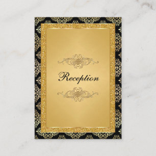 Recepción Damasco de Purpurina Gold FAUX, tarjeta de gabinet
