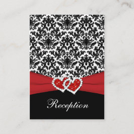 Recepción Damasco rojo blanco negro, tarjeta de gabinete par