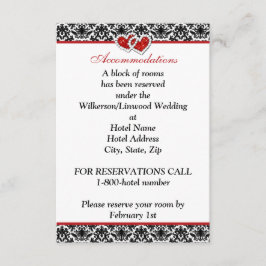 Recepción Damasco rojo blanco negro, tarjeta de inserción de