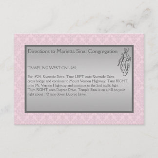 Recepción Damasco rosa y gris, tarjeta de envoltorio de ball