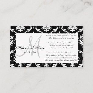Recepción Damask Monograma Boda Deseando tarjeta de pozo