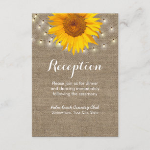 Recepción de arpillera con girasoles rústicos y lu